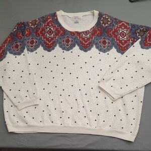 C.S.T. Studio's Elegant Women's Sweatshirt with Red and Blue Pattern - Size 4X